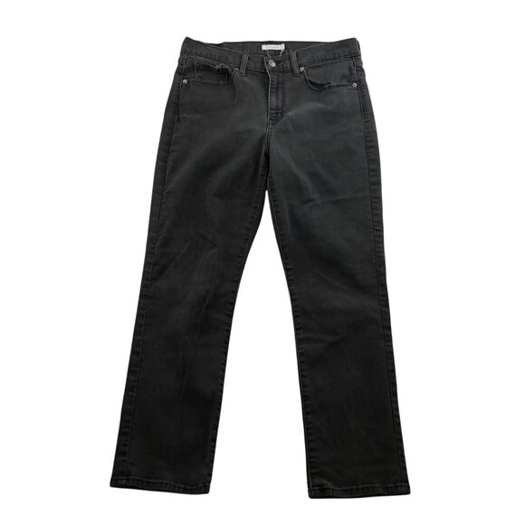 Levi's Womens Jeans Size 12 Classic Straight Black Denim Casual Ankle Pockets - Picture 1 of 15